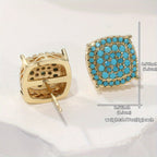 Synthetic Turquoise Square Stud Earrings