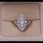 Vintage Diamond Inspired Silver Plated Ring