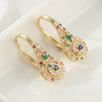 Elegant Retro Opulent Multi Hued Cubic Zirconia Earrings