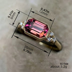 Vintage Geometric Red Zirconia Gold Plated Ring
