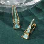 Gold Tone Synthetic Geometric Turquoise Earrings