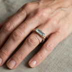 Luminara White Glass Rectangular Statement Ring