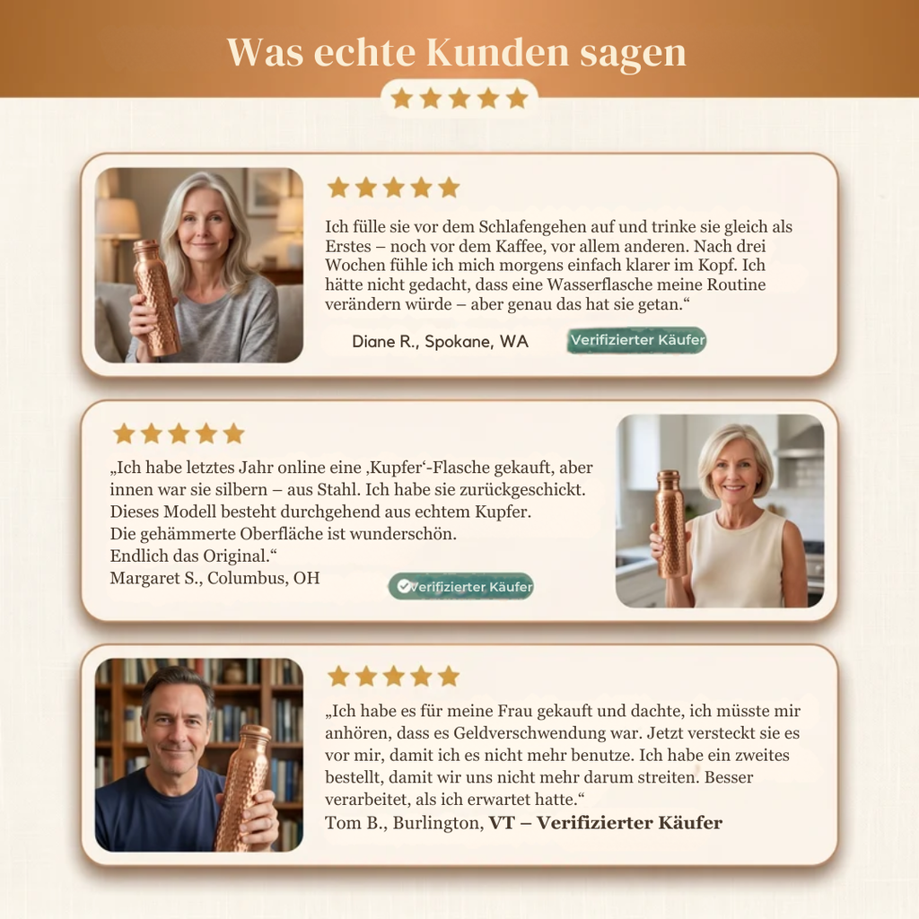 Klara’s Wasserflasche aus reinem Kupfer