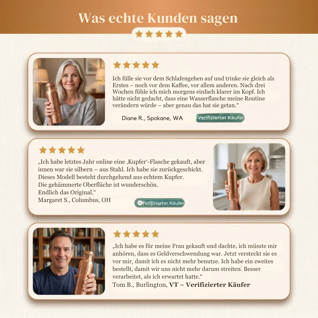 Klara’s Wasserflasche aus reinem Kupfer