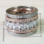 Elegant Wide Band Shiny Zirconia Two Color Ring