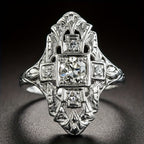 Vintage Diamond Inspired Silver Plated Ring