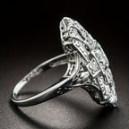 Vintage Diamond Inspired Silver Plated Ring