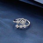 Elegant Classic Zirconia Inlaid Flower Mini Wrap Ring