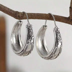 Vintage Bohemian Engraved Flower Pattern Dangle Earring