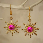 Bohemian Style Baroque Sunflower Acrylic Gold Plated Dangle Earring