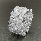Stylish Wide Zirconia Floral Cluster Diamond Ring