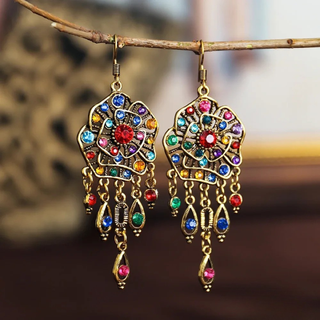 Bunte Vintage-Mandala-Ohrringe