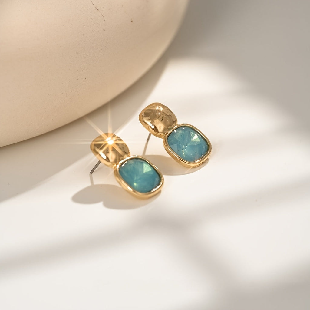 Vintage Gold-Tone Geometric Square Earrings