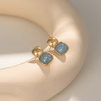 Gold Tone Geometric Square Earrings