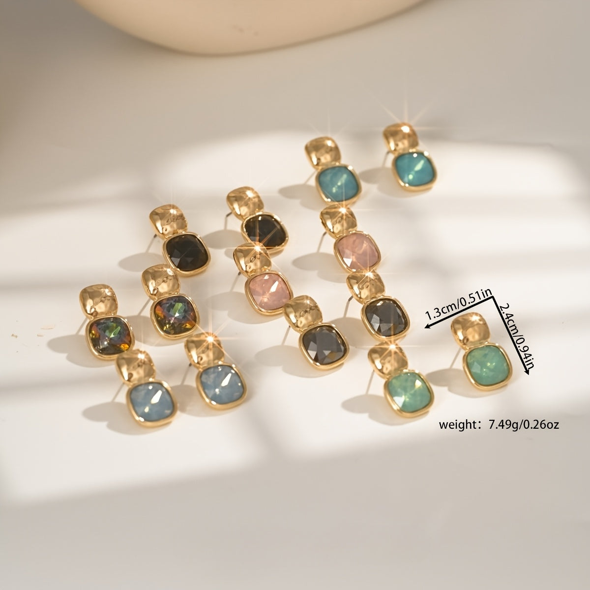 Vintage Gold-Tone Geometric Square Earrings