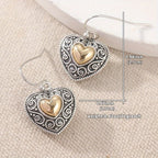 Vintage Heart-Shaped Filigree Drop Earrings