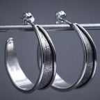 Vintage Hammered Handmade Hoop Earrings