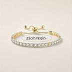 Elegant Gold Plated Zirconia Diamond Adjustable Tennis Bracelet
