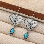 Handcrafted Silver Boho Turquoise Heart Butterfly Earrings