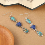 Handmade Synthetic Lapis Turquoise Pendant Earrings