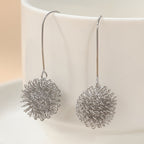Handcrafted Silver Wire Flower Drop Earrings