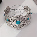 Vintage Stamped Turquoise Silver Plated Cuff Bracelet
