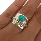 Elegant Turquoise Wide Band Ring