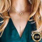 Modern Gold Y-Drop Necklace in Stainless Steel