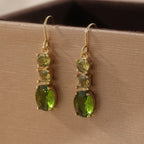 Vintage Bohemian Style Green Zirconia Geometric Earrings