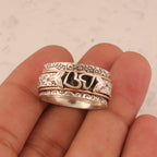 Vintage Style Butterfly Heart Silver Plated Spinner Ring