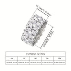 Stylish Wide Zirconia Floral Cluster Diamond Ring