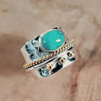 Elegant Turquoise Wide Band Ring