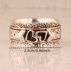 Vintage Style Butterfly Heart Silver Plated Spinner Ring