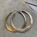 Vintage Hammered Gold Tone Hoop Earrings