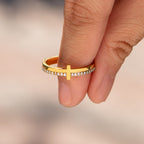 Faith-Inspired Christian Golden Cross Pavé Ring