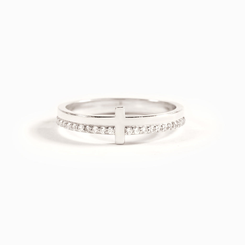 Faith-Inspired Christian Golden Cross Pavé Ring