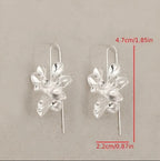 Elegant Silver Floral Hoop Drop Earrings