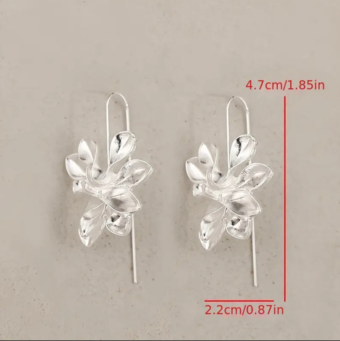 Elegant Silver Floral Hoop Drop Earrings