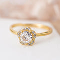 Flower Sparkling Zirconia Gold Ring