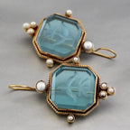 Vintage Pearl Geometric Pendant Drop Earrings