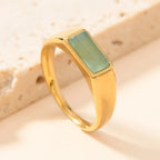 Sleek Rectangular Gemstone Gold Rings