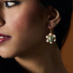 Vintage Pearl & Turquoise Cluster Earrings