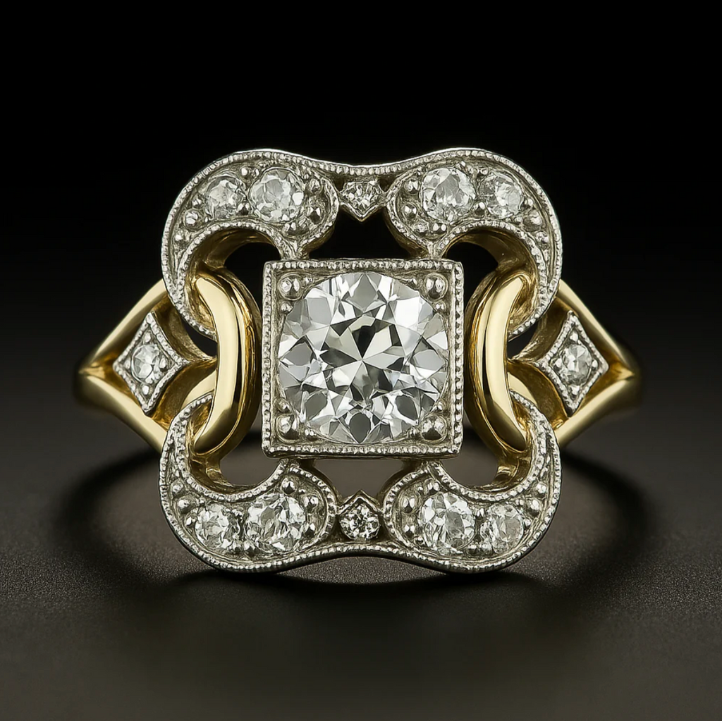 Elegant Vintage Zirconia Gold Ring