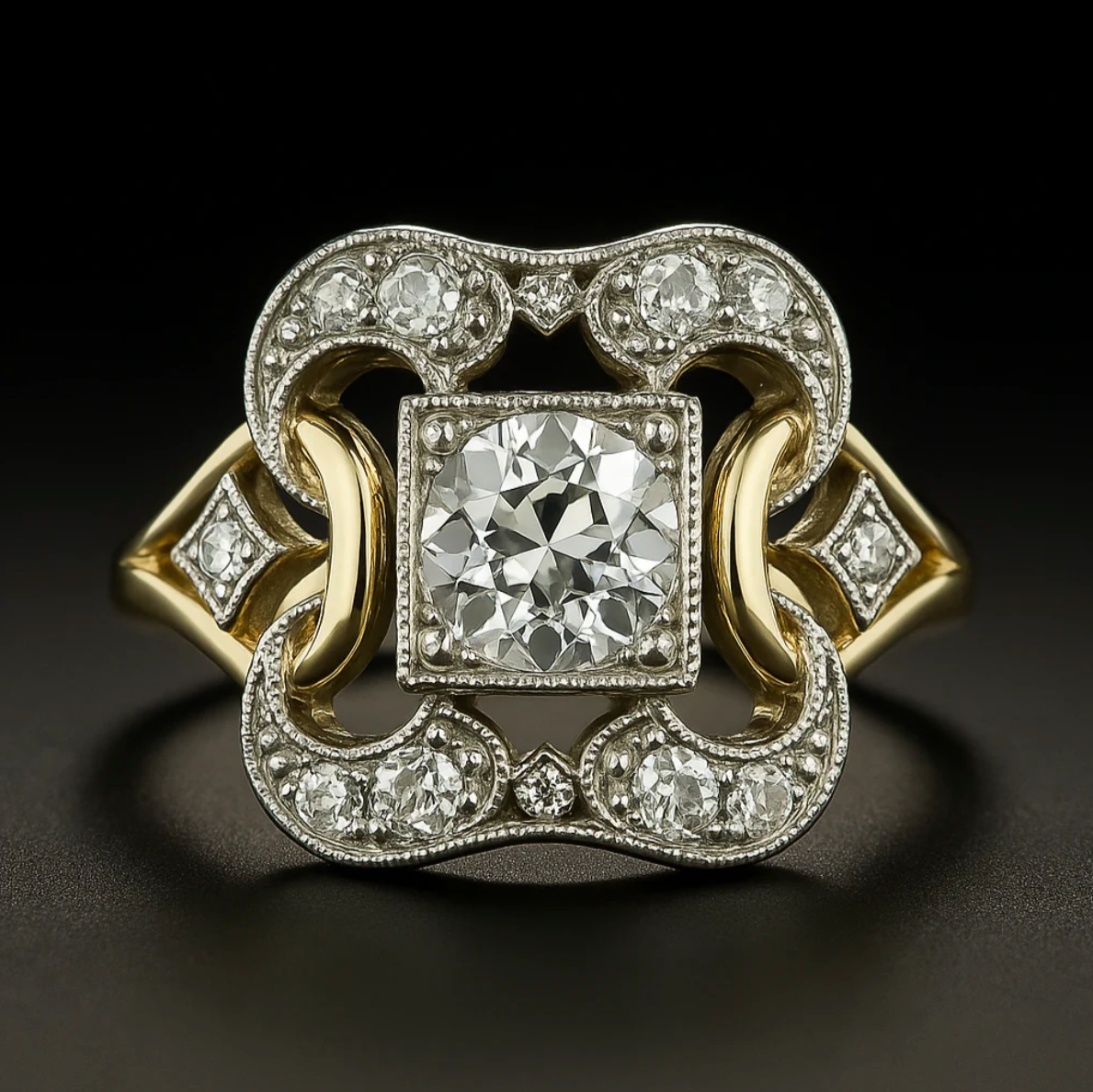 Elegant Vintage Zirconia Gold Ring