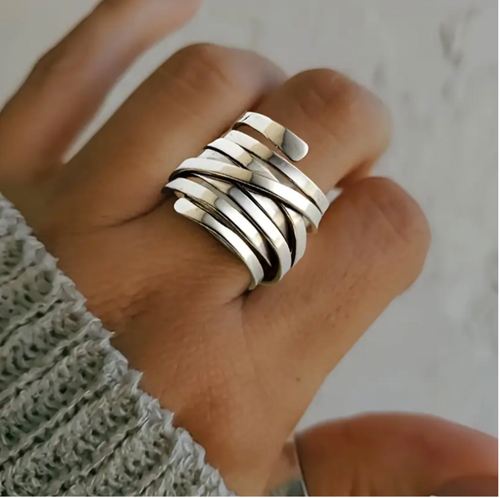 Bliss – mehrlagiger silberner Vintage-Ring