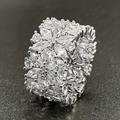 Stylish Wide Zirconia Floral Cluster Diamond Ring