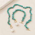 Turquoise Chip & Baroque Pearl Toggle Necklace