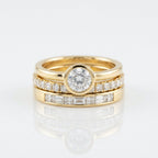 Vintage Bright Round Zirconia Gold Plated Ring Set