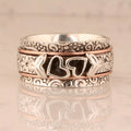 Vintage Style Butterfly Heart Silver Plated Spinner Ring