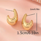 Minimalist Gold C-Shape Sculptural Stud Earrings